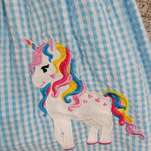 Emily Rose Unicorn Dress 18mo Blue Gingham Check Seersucker Halter‎ Sundress - Picture 3 of 14